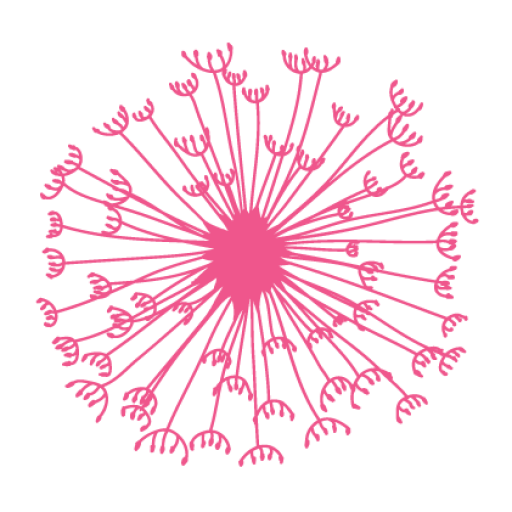 Pink dandelion logo of High Weald Marketing