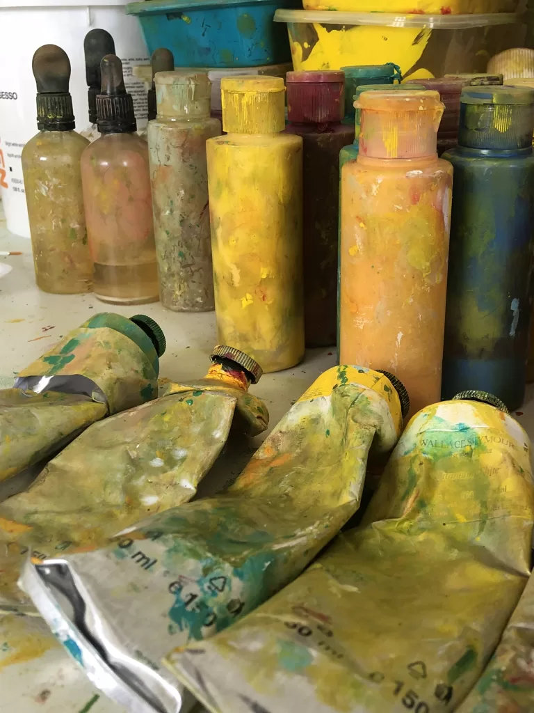 paint tubes and bottles